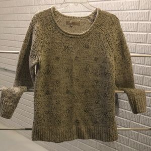 Loft Heather Gray and White Sweater